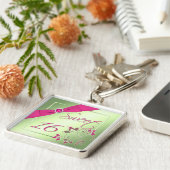 ピンク、緑、および黄色のSweet sixteen Keychain キーホルダー (側面)