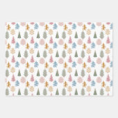 ピンク、緑、オレンジ色のクリスマスツリー ラッピングペーパーシート (正面3)