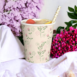 ピンク 緑 レトロ Y2K 70年代 フラワーパターン 紙コップ