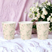 ピンク 緑 レトロ Y2K 70年代 フラワーパターン 紙コップ