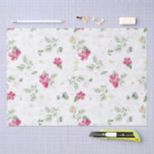 ピンク、緑、白いクリスマスウォーターカラーの花 薄葉紙 (クラフト)