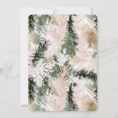 ピンク 緑 白のクリスマスツリー ウェディング 招待状 (裏面)