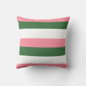 ピンク、緑、白ストライプ色 クッション (裏面)