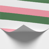 ピンク、緑、白ストライプ色 ラッピングペーパー (角)