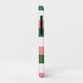 ピンク、緑、白ストライプ色 Case-Mate iPhoneケース (裏面/左)