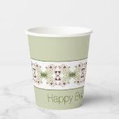 ピンク（緑） 紙コップ (正面)