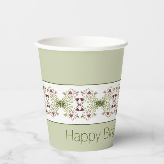 ピンク（緑） 紙コップ (正面)