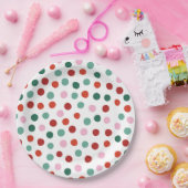 ピンク、緑、赤の紙吹雪クリスマス ペーパープレート (パーティー)