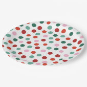 ピンク、緑、赤の紙吹雪クリスマス ペーパープレート (アングル)