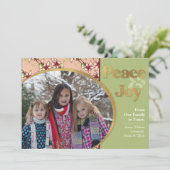 ピンク、緑、金ゴールドのポインセチア写真 シーズンカード (スタンド正面)