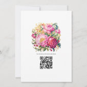 ピンク、緑、金ゴールドフローラ春の結婚式 招待状 (裏面)