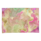 ピンク、緑、金ゴールド、大理石インクプリント枕ケース 枕カバー (正面右)