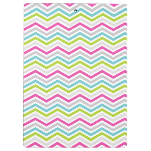 ピンク、緑、青と白のシェブロンのストライプ クリップボード (裏面)