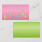 ピンク、緑、青のフローラプレイスカード プレイスカード (正面/裏面)