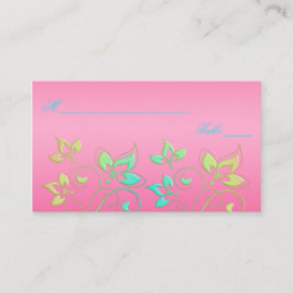 ピンク、緑、青のフローラプレイスカード プレイスカード