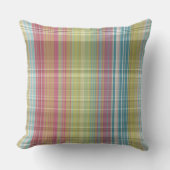 ピンク、緑、青の格子縞 クッション (正面)