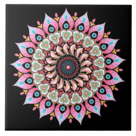 ピンク、緑、青マンダラセラミックタイル タイル