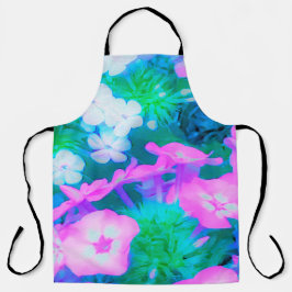 ピンク、緑、青、白のガーデンフロックスの花 エプロン