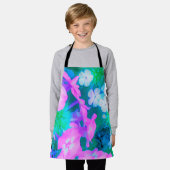 ピンク、緑、青、白のガーデンフロックスの花 エプロン (着用した状態)