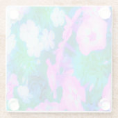 ピンク、緑、青、白のガーデンフロックスの花 ガラスコースター (裏面)