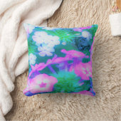 ピンク、緑、青、白のガーデンフロックスの花 クッション (ブランケット)