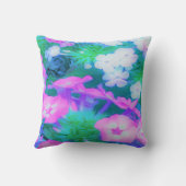 ピンク、緑、青、白のガーデンフロックスの花 クッション (裏面)