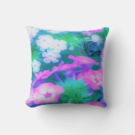 ピンク、緑、青、白のガーデンフロックスの花 クッション