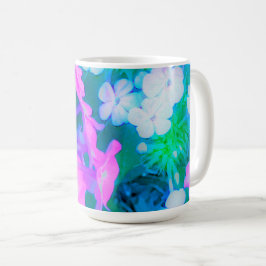 ピンク、緑、青、白のガーデンフロックスの花 コーヒーマグカップ
