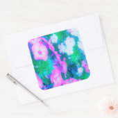 ピンク、緑、青、白のガーデンフロックスの花 スクエアシール (封筒)