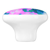 ピンク、緑、青、白のガーデンフロックスの花 セラミックノブ (側面)