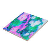 ピンク、緑、青、白のガーデンフロックスの花 タイル (側面)