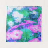 ピンク、緑、青、白のガーデンフロックスの花 タペストリー (正面)