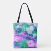 ピンク、緑、青、白のガーデンフロックスの花 トートバッグ (裏面)