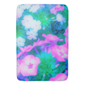 ピンク、緑、青、白のガーデンフロックスの花 バスマット (正面縦)