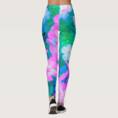 ピンク、緑、青、白のガーデンフロックスの花 レギンス (裏面)