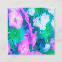 ピンク、緑、青、白のガーデンフロックスの花 紹介カード