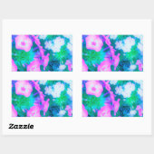 ピンク、緑、青、白のガーデンフロックスの花 長方形シール (シート)