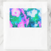 ピンク、緑、青、白のガーデンフロックスの花 長方形シール (バッグ)