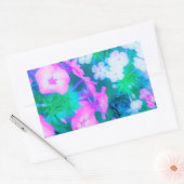 ピンク、緑、青、白のガーデンフロックスの花 長方形シール (封筒)