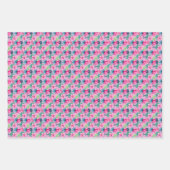 ピンク 緑 青 花の誕生日 ブライダルシャワー ラッピングペーパーシート (正面3)