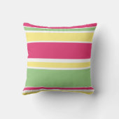 ピンク、緑、黄ストライプ色 クッション (裏面)