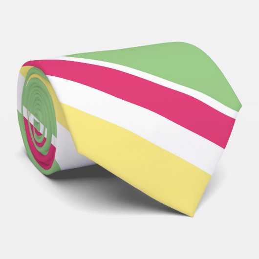 ピンク、緑、黄ストライプ色 ネクタイ (ロール)