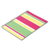 ピンク、緑、黄ストライプ色 ノートブック (左側)