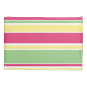 ピンク、緑、黄ストライプ色 枕カバー (裏面)