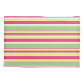 ピンク、緑、黄ストライプ色 枕カバー (裏面)