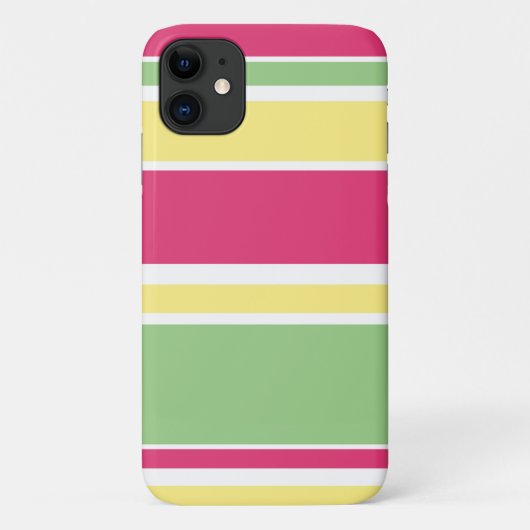 ピンク、緑、黄ストライプ色 Case-Mate iPhoneケース (裏面)