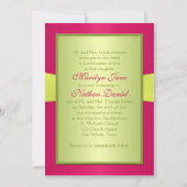 ピンク、緑、黄色のモノグラム結婚式招待状 招待状 (裏面)