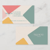 ピンク、緑、黄色の抽象芸術 名刺 (正面/裏面)