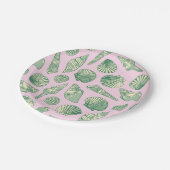 ピンク、緑、黄色の海岸沿いの貝 ペーパープレート (アングル)