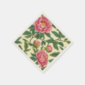 ピンク、緑、黄色のChinoiserieフローラ スタンダードカクテルナプキン (角)
